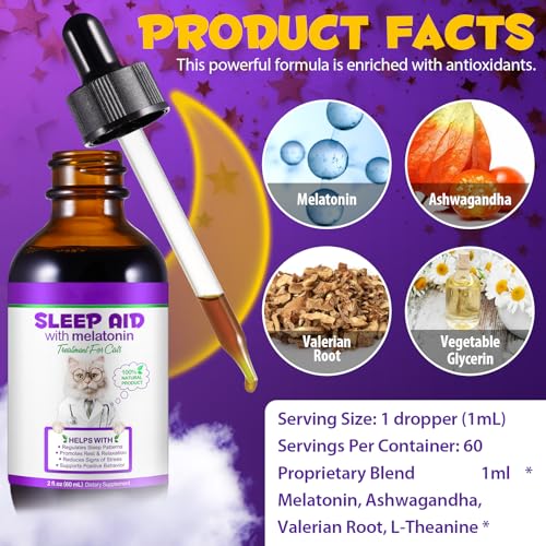 60ml Melatonin for Cat Sleep, Melatonin for Cats, Sleep Aid for Cats, Cat Melatonin, Melatonin for Small to Large Cat Breeds, Supports Relaxation, Regulates Sleep Patterns - Image 4