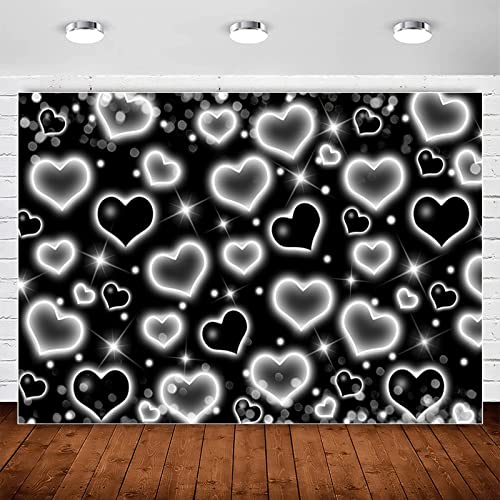Fondo Fotográfico Vinilo Seda 6x4 ft Negro Corazones miniatura 1