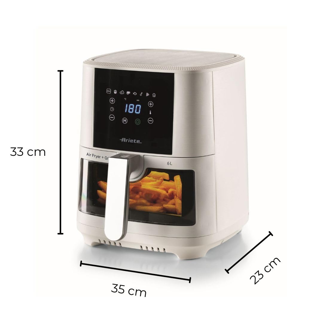 Friggitrice Ad Aria Ariete 4626 - 6L, 1300W, 8 Programmi, Cestello Trasparente, Bianco - Foto 8