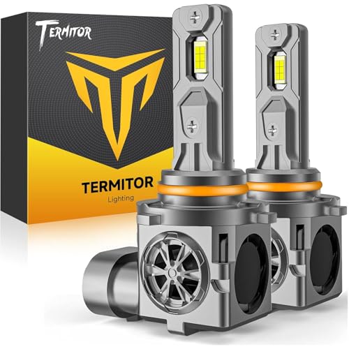 Termitor 9005/HB3 Light Bulbs, 50000LM 1000% Ultra Brightness, 6500K Cool White,1:1 Mini Halogen Size, Fog Light Bulbs with Cooling Fan, Plug and Play, Pack of 2