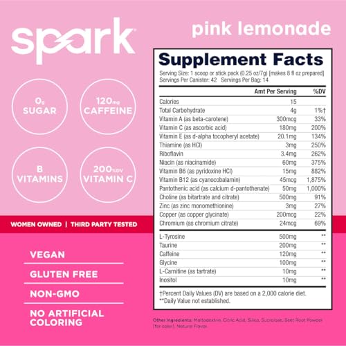 Image of AdvoCare Spark - Energy Drink Mix - Vitamin & Amino Acid Supplement - Supports Energy & Focus - Portable Immune Support - Sugar-Free - Pink Lemonade (10.5 oz)