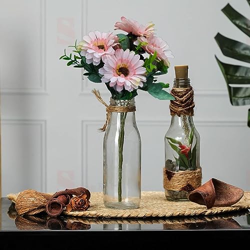 Image of SATYAM KRAFT 1 Pcs Artificial Sunflowers Stick Bunch | Realistic Look & Charming Flowers | 6 Heads Bouquet for Home Decor, Bedroom, Balcony, Wedding (Without Vase Pot) (Light Pink)