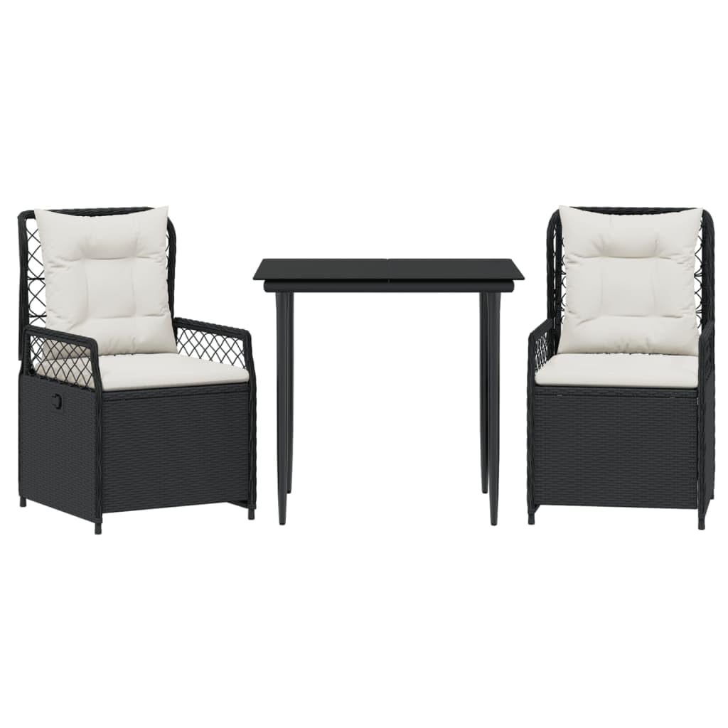 Ensemble à manger de jardin vidaXL noir 3 pièces salon de table extérieur compact