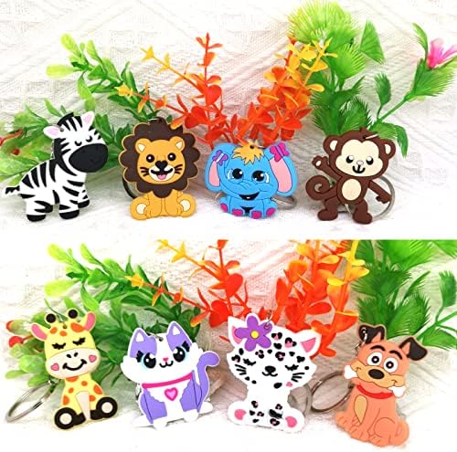 MEIYIFAN 32 Pieces Mini Keychain,Cartoon Cute Animal Keychain,Key Chain Decorations,Party Gifts for Children Birthday Party Bag Fillers Prize Box for Classroom