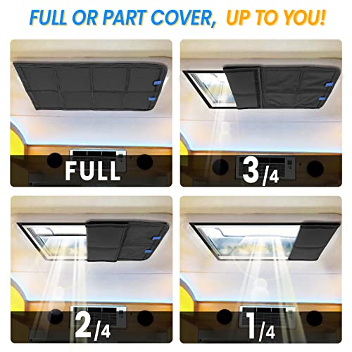 Funomo Rv Skylight Window Shade, 23 ¼" (L) X 15 ¼" (W), Foldable Magnet Rv Blackout Cover, Uv Rays Protection Camper Trailer Fan Vent Cover, Waterproof Thickened Oxford Fabric (Black) #TOP2