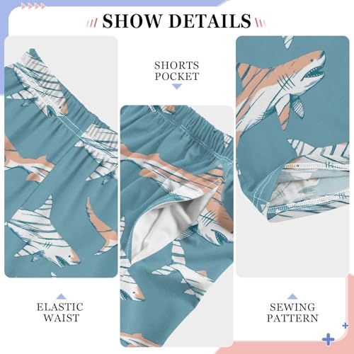 Striped Shark Pajamas Bottoms with Pockets Comfy Pjs Sleepwear Elastic Waistband Pajamas Pants Lounge Pants for 6-14 Years4