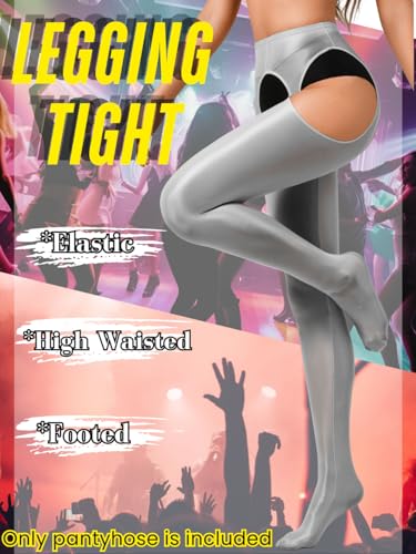 Image of ChiaoLezhee Sexy Shiny Tights, Sheer High-Waisted, Suspender Pantyhose For Women Rave Party Outfits Leggings Pants Exotic