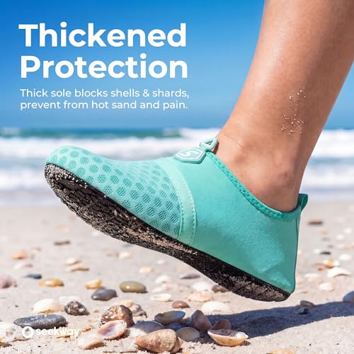 Image of SEEKWAY Water Shoes Quick-Dry Aqua Socks Barefoot Slip-on for Beach Pool Swim River Yoga Lake Surf Women Men Black SK001