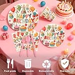 Happy Birthday Decorations, 160pcs Birthday Plates and Napkins Party Supplies Set- Disposable Plates (2 Size), Tissues, Cups, Straws, Knives, Forks, and Spoons for Boys Girls Party, Serves 20 - Image 4