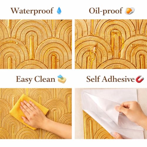 Image of Barebeauty 3D Wall Panel Wallpaper, Self Adhesive PE Foam Brick Sticker, Waterproof Wall Covering for Home Decor, 70 x 70 cm (Pack of 6, 31.62 Sq. Ft. Approx)