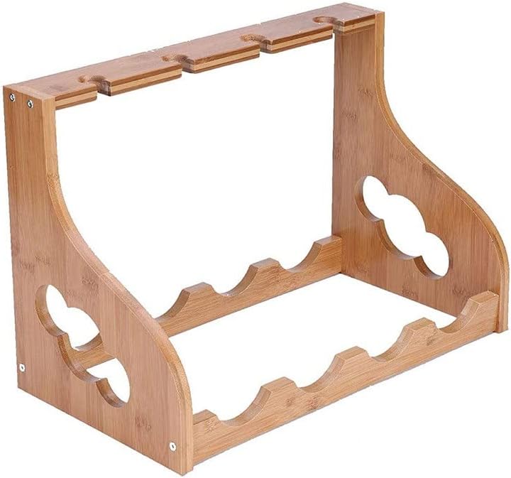 Wooden Wine Glass Rack Free Standing Countertop Cabinet Holder Storage Shelf Kitchen Bar