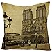 Epinki Funda Cojin 40 x 40, Fundas de Cojín Notre Dame de París Funda para Sofa Cojines Lino (Gris, 1 Pieza)