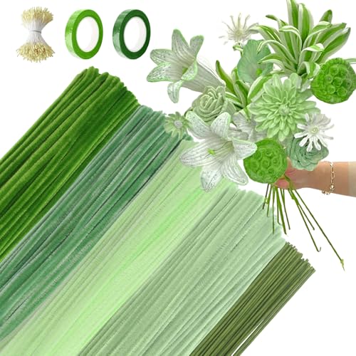 RobLuX 400 Piezas Limpiapipas Manualidades Kit Grün Blumen Pfeifenreiniger Set DIY Pipe Cleaner Flower Set mit 2 Klebeband 30 Blütenzweige 200 Staubblätter para DIY Manualidades Decoraciones RobLuX 400 Piezas Limpiapipas Manualidades Kit Grün Blumen Pfeifenreiniger Set DIY Pipe Cleaner Flower Set mit 2 Klebeband 30 Blütenzweige 200 Staubblätter para DIY Manualidades Decoraciones