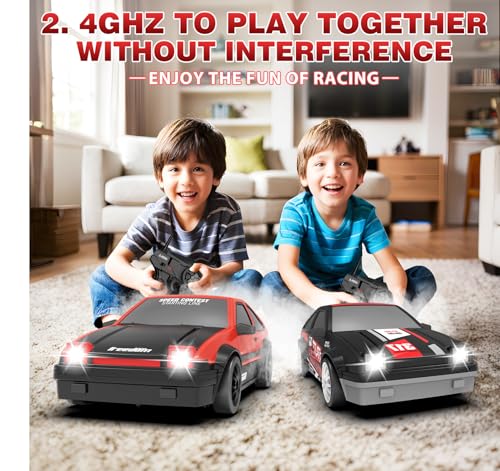 Image of RC Drift Car, 1:24 Remote Control Cars 2.4GHz 4WD High Speed Drift RC Cars with LED Light and Dritfing Tires Racing Hobby Toy Car for Boys Girls Kids Adults (Red)