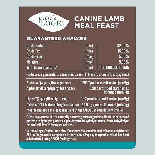 Image of NATURE'S LOGIC Dry Dog Food - Lamb Meal Feast Dry Kibble, 25 lb
