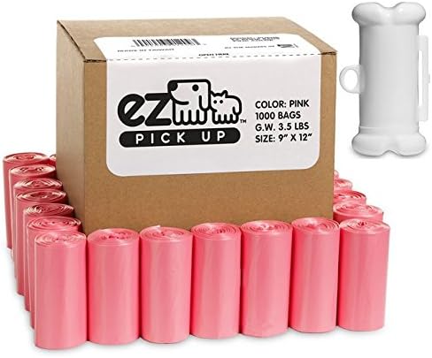 1000 Pet Waste Disposal Poop Bags with Dispenser Pick Up Bags Pink