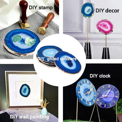 Blue Agate Coasters Set of 4,Large Geode Coaster for Drinks 4.5"-4" Gemstone Natural Stone Agate Slices Cup Mat for Home Decor by Yougoals, Suitable for Coffee Table, Wooden Table - Image 8