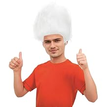 Unisex Funny Wig Crazy Wigs for Adults Halloween Costume Wig and Party Pelucas White, Medium