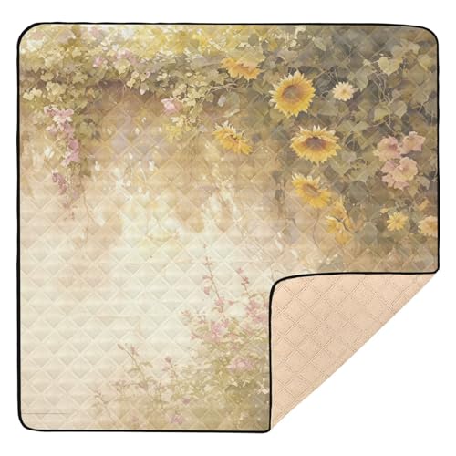 Kigai Vintage Wall Flowers Baby Play Mat for Floor and Playpen 50x50 inch Non-Slip Baby Activity Playmat Waterproof Foldable Crawling Mat for Infants Toddlers