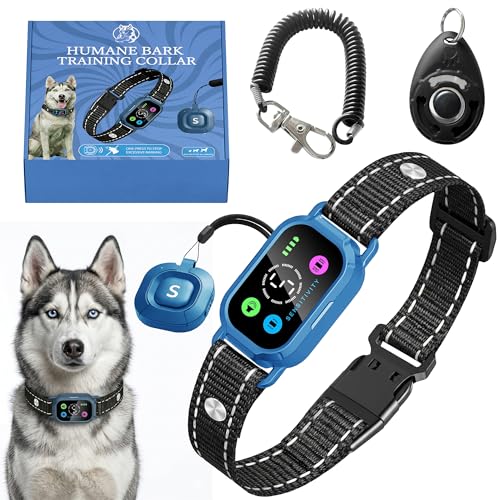 UBERDAWGZ Beep & 2X VIBRATION Smart Dog Bark Collar| 2-in-1 Auto Anti-Bark & Training E-Collar with Remote| 20lbs+| Resizes for Small Medium & Large Dogs| 4 Humane Modes| Rechargeable| 5 Sensitivities