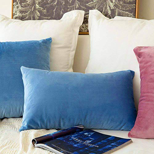 Image of Khooti Velvet 200 TC Cushion Cover Pack Of 1-8 inchX8 inch /20X20 Cm-Ice Blue-Soft Pillow Covers Cushion Case For Sofa Bedroom Living room Chair Car