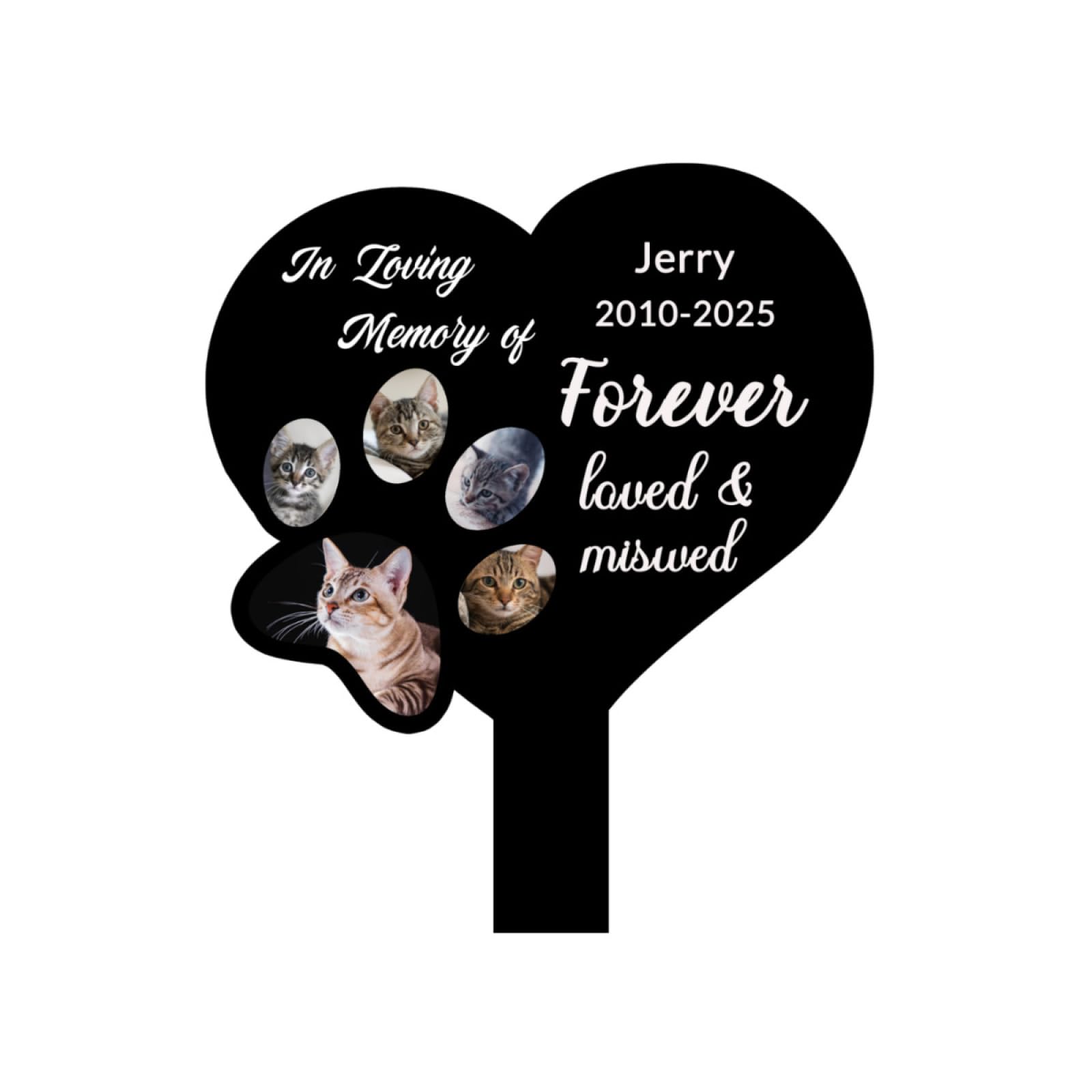 Custom Dog Cat Metal Memorial Grave Markers Sign Garden Stake Outdoor, Sympathy Cemetery Remembrance Gifts For Loss Of Pet Burial Marker Tombstone Headstone With Picture Name Yard Plaques (Style 7)