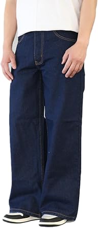 AIRNINE Mens Baggy Jeans Loose Fit Wide Leg Denim Pants