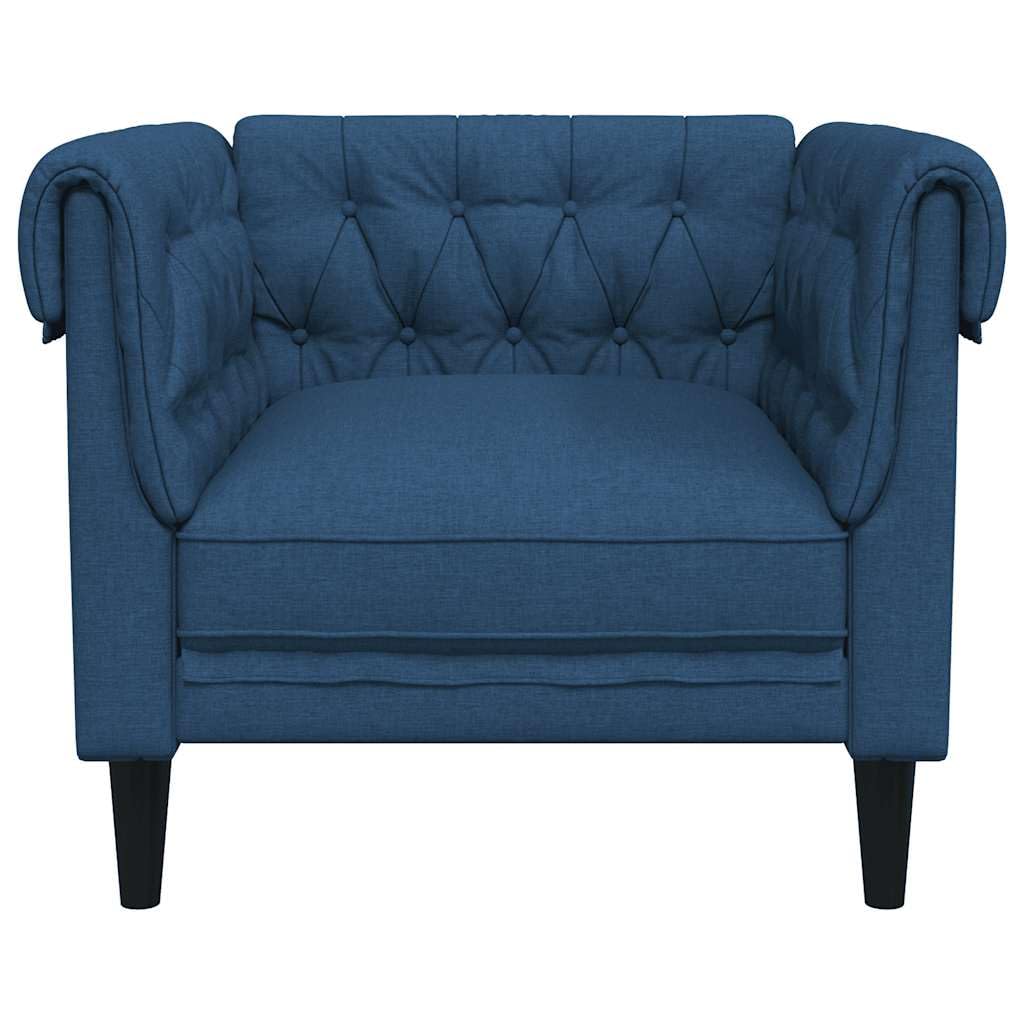 Poltrona Chesterfield in tessuto blu, con imbottitura in schiuma, 78,5 x 74,5 x 74,5 cm, comoda poltrona lounge per soggiorno e camera degli ospiti, per rilassarsi e sedersi