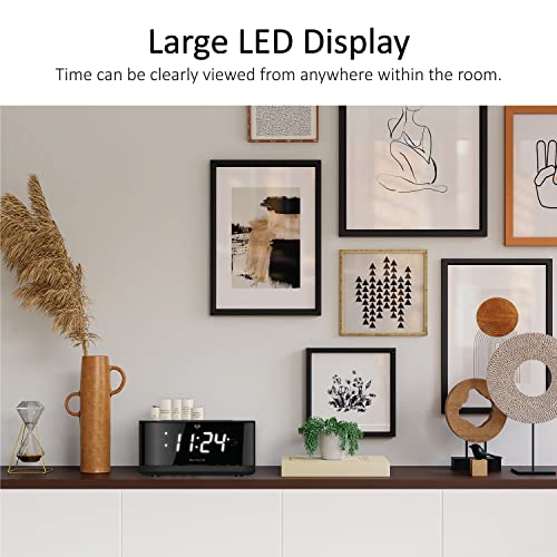 Iluv Morning Call 5 Qi-Certified Wireless Charging Bedside Digital Alarm Clock, 1.2" Jumbo Led Dual Alarm, Fm Radio With 10 Presets, Usb Charging Port, Sleep Timer, 3-Level Dimmer, Battery Backup #TOP2