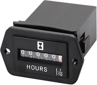 Mechanical Hour Meter AC 100V-250V/DC 10-80V for Small Engines, Boats, Generators and More - 6 Digit Display (DC 10-80V)