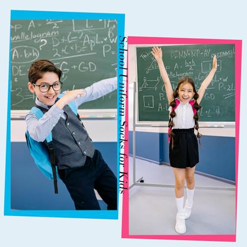 Image of Boys Dress Socks 3 Pairs Kids Boys Girls Crew Dress Sock Cotton Uniform Socks for Girls