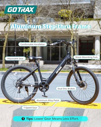 Gotrax Dolphin 26" Step -Thru Electric Bike for Adults, Max 30 Mile & 20Mph - Image 3