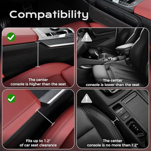Image of Coverado Universal Car Seat Gap Filler Organizer, Premium Suede Leather Car Seat Side Gap Filler, Seat Gap Storage Box for Suv Truck, Car Interior Accessories, Black-2pcs