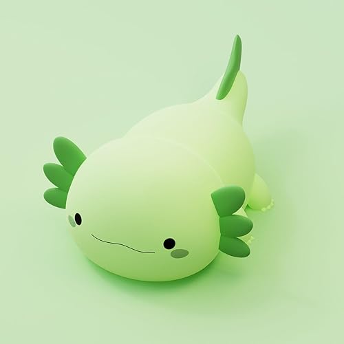 Miniatura 14 de DREAMING MY DREAM Axolotl - Luz nocturna para niños, linda lámpara de regalo de ajolote recargable, lámpara de noche de silicona LED de silicona