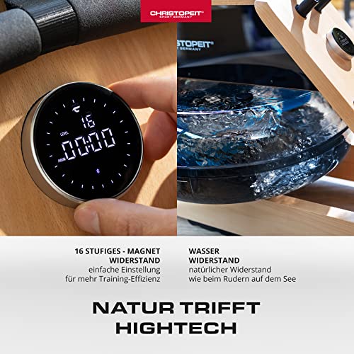 Christopeit Sport Wasser Rudergerät WP 5000 - Hybrid-Widerstandssystem - Massivholz - LCD-Computer - Klappbar – Bild 5