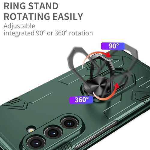 Image of amazon basics Shield Armor Pro Case for Samsung Galaxy Z Fold 7 Ring Holder Stand Back Case Cover for Samsung Galaxy Z Fold 7 - Green
