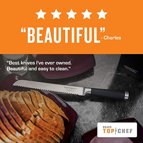 Top Chef 9 Piece Samurai Kitchen Knife Block Set, Black All Knife Sets