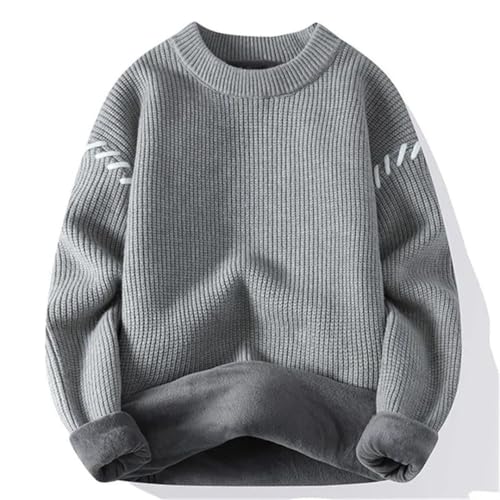 Men Winter Fleece Knit Pullovers Loose O Neck Warm Sweater Thick Knitted Pullover Sweaters2