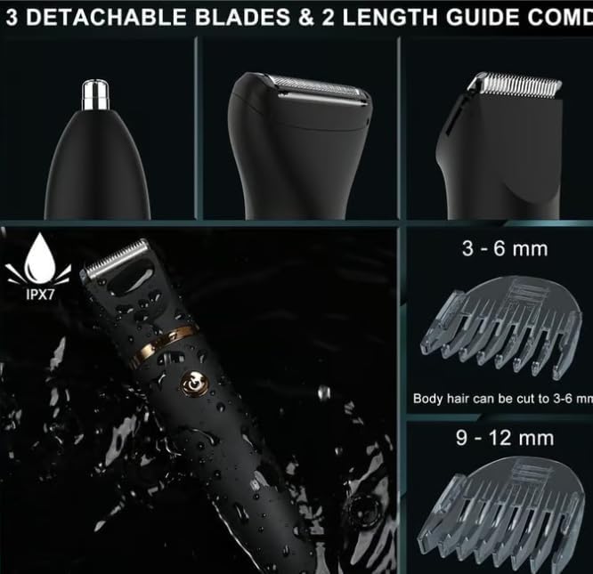 3 in 1 Electric Body Hair Trimmer for Men (Black)