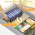 Freezer Organizer Bins with Foldable Handle, Expandable Chest Freezer Basket, Black Carbon Steel, Adjustable Width 15.35-23.42 Inch, Storage Organizer with Handle, Wire Mesh Design