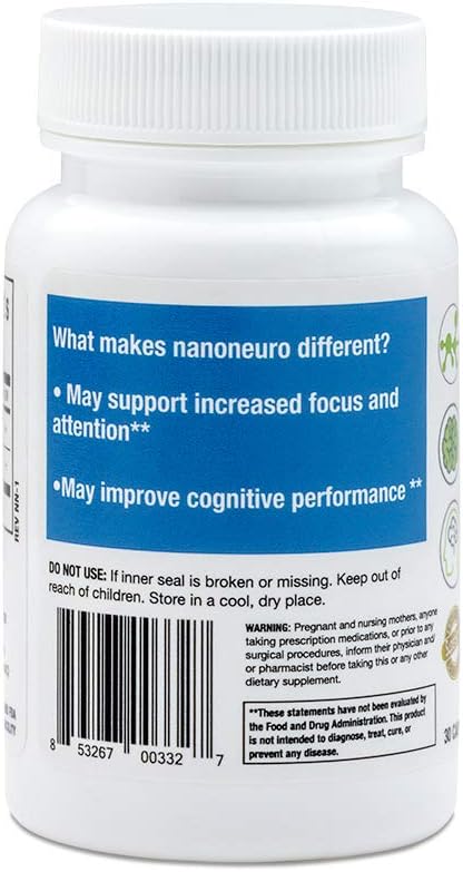 Biopharma Scientific NanoNeuro: Brain Support, N-Acetyl-L-Cysteine 600mg, L-Theanine 200mg, Improve Memory and Boost Focus, Energy, Memory, Mood, Clarity, 30 Servings
