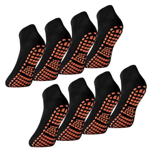 CJMUQHEHH - Lot de 4 paires de chaussettes antidérapantes pour homme - Chaussettes de yoga et Pilates en coton