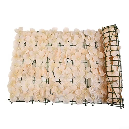 FUBESK Pantalla de privacidad para valla, hojas de cerezo de imitación decorativas para exteriores, jardín, pared, patio, valla de celosía artificial (hojas de una sola cara) (champán)