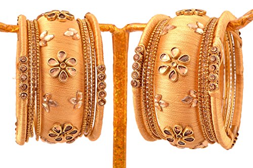 Image of NMII Fabric & Metal and Zircon Kada Set for Women & Girls