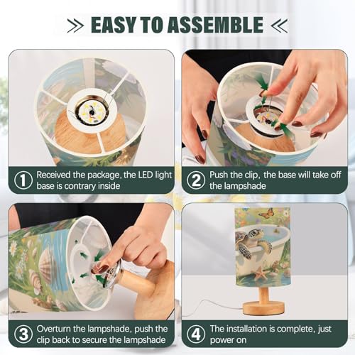 Lámpara de mesa de noche con tortuga verde para niños miniatura 4