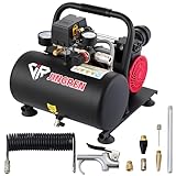 JIR JINGREN Quiet Air Compressor,1 Gallon Steel Tank,1HP, 1.65CFM @ 90PSI Oil Free Air Compressor & Max. 120PSI Pressure for Tire Inflation,Nailing,Home DIY Project(With Accessories Kit)