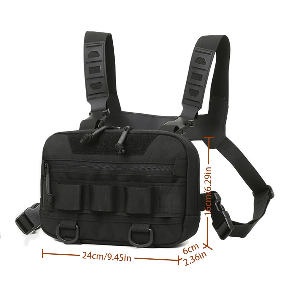 Kaxich Sac de Poitrine Tactique Homme Tactique Chest Rig Sacoche Sac de Torse Utilitaire Pochette Pectorale Tactique pour Talkie Walkie Téléphone