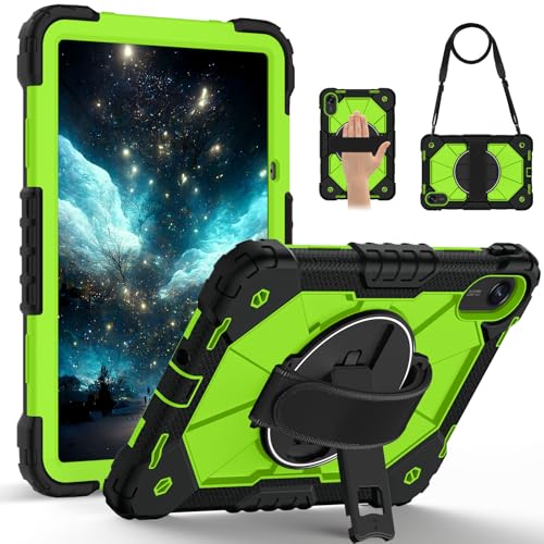 Housse Redmi Pad 2 11 2025 en silicone antichoc noir et vert avec bandoulière