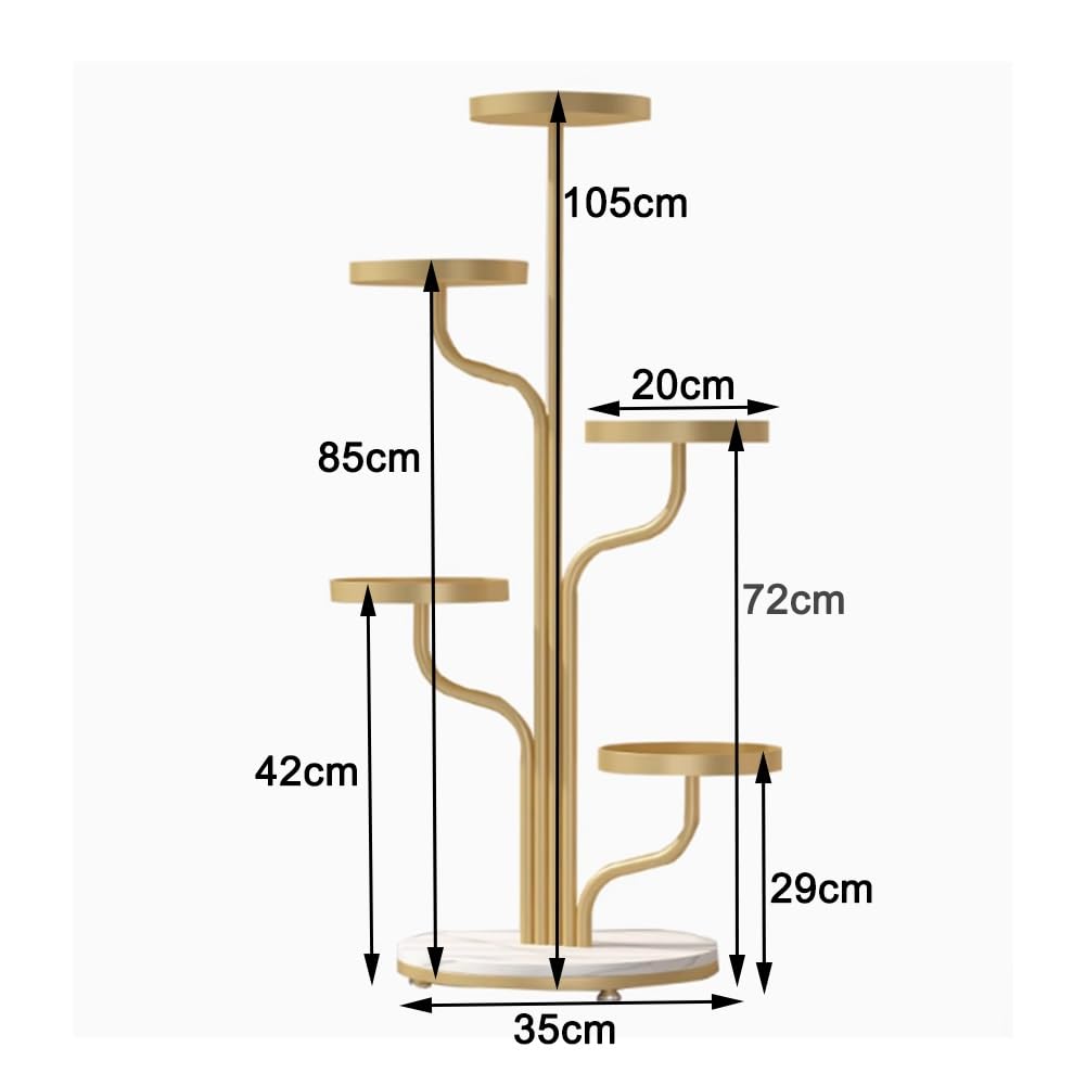 Generisch 5-Tier Metal Plant Stand - Sturdy Vertical Flower Shelf for Indoor/Outdoor Use, Elegant Gold Finish, Ideal for Patio, Balcony, Garden, Home & Office Decor Solutions