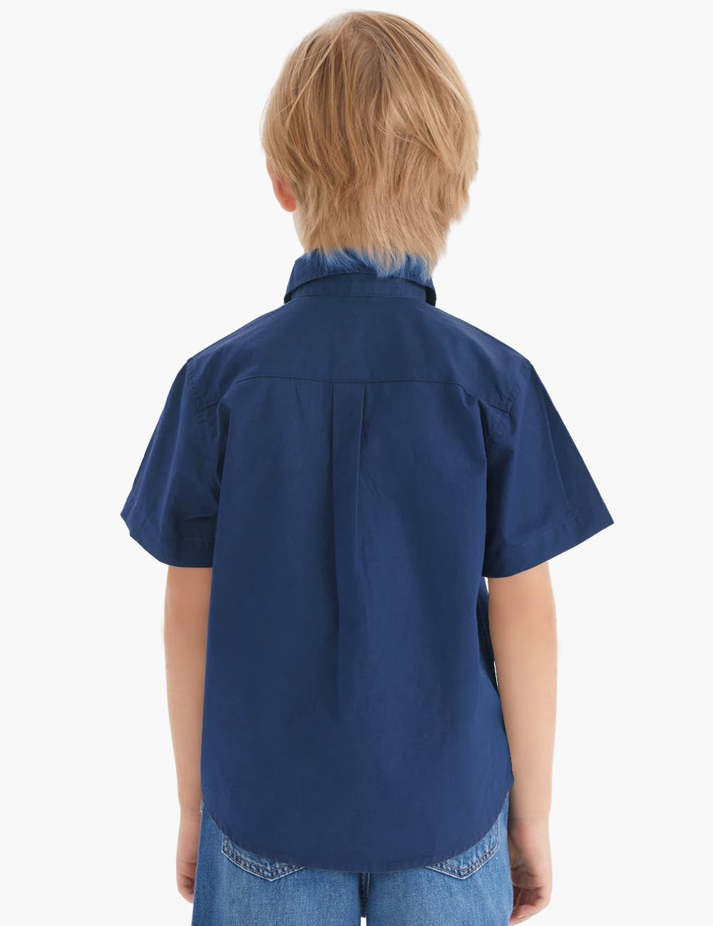 Spring&Gege Boys Western Short Sleeve Button Down Shirt Soft Cotton with Two Chest Pockets Solid (5-14 Years) - Image 2